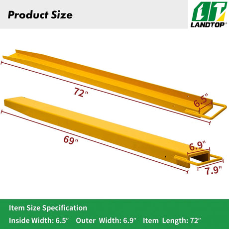 Pallet Forks Extensions 72 Inch Length,Heavy Duty for Forklift,Forklift Extensions 6.5 Inch Width Tractor Skid Steer,Loader Bucket attachments Accessories,Yellow