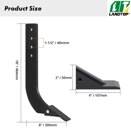 6pcs Box Blade Shank, 18" Scarifier Shank, 4 Holes Box Scraper Shank, Ripper Shank with Removable Tapered Teeth and Pins, Adjustable Shanks Assembly for Replacement, Digging, Plowing