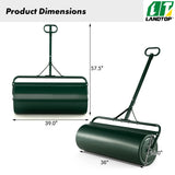 Green Lawn Roller, Push/Tow Behind Lawn Roller, 30 Gallon/113L Water Sand Filled Sod Roller Drum Roller with Detachable Gripping Handle, Yard Roller Pull Behind a Tractor for Garden Yard Park Farm