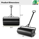 Black Lawn Roller, Push/Tow Behind Lawn Roller, 30 Gallon/113L Water Sand Filled Sod Roller Drum Roller with Detachable Gripping Handle, Yard Roller Pull Behind a Tractor for Garden Yard Park Farm