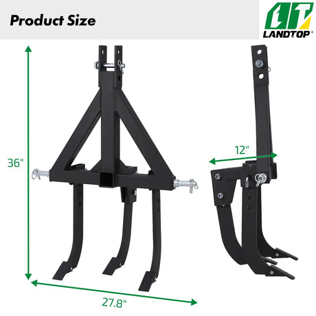 Middle Buster for CAT 0& 1, 3-Point Quick Hitch Tractors with 3 Adjustable & Replaceable Ripper Shanks, Upgraded Heavy Duty Steel Furrowing Plow