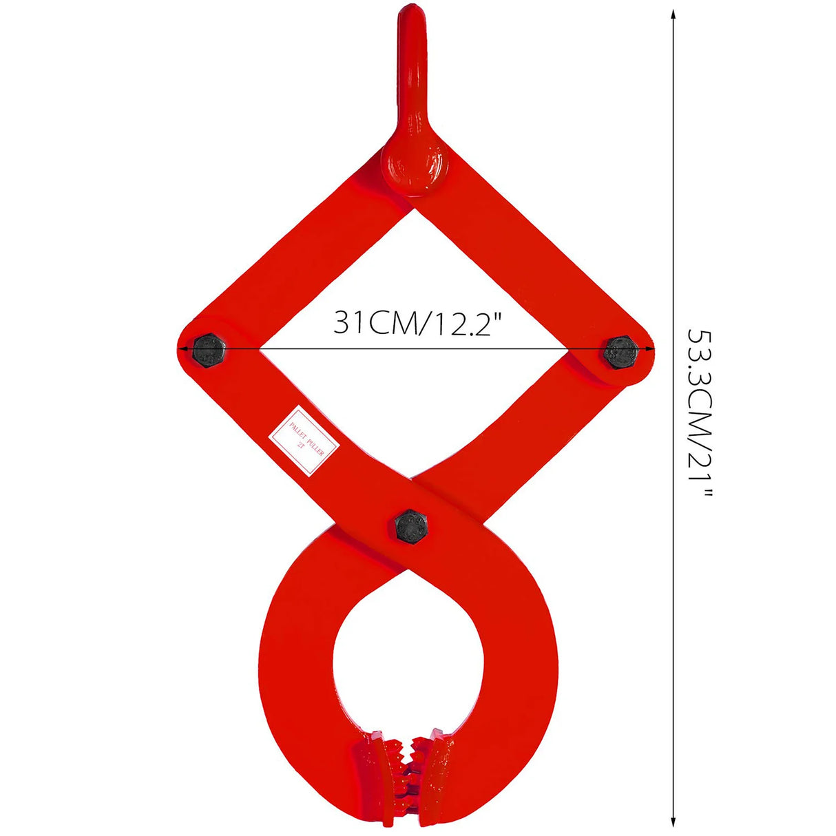 2T/4409lb Pallet Puller Steel Single Scissor Red Pallet Puller Clamp 4409 LBS Capacity Pallet Grabber 6.3 Inch Jaw Opening x 0.5 Inch Jaw Height arbitrarily Changed to Adjust The use