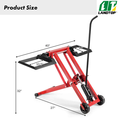 Lawn Mower Lift, 500LBS Zero Turn Mower Lift with Hydraulic Jack, Mower Lift Jack for Riding Tractors, Red