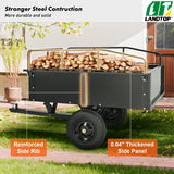 Heavy Duty ATV Trailer Steel Dump Cart Tow Behind, 750 lbs 15 Cubic Feet, Garden Utility Trailer Yard Trailers with Removable Sides for Riding Lawn Mower Tractor
