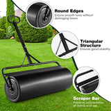 Black Lawn Roller, Push/Tow Behind Lawn Roller, 30 Gallon/113L Water Sand Filled Sod Roller Drum Roller with Detachable Gripping Handle, Yard Roller Pull Behind a Tractor for Garden Yard Park Farm