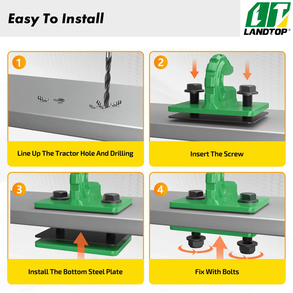 Upgrade 2 Pack 3/8" Tractor Bucket Grab Hook Grade 70 Forged Steel Bolt On Grab Hook Tow Hook Mount with Backer Plate,Work Well for Tractor Bucket, RV, UTV,Truck, Max 15,000 lbs, Dark Green