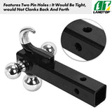 Trailer Hitch Tri Ball Mount with Hook, Multi Hitch Ball Mount Fits 2" Hitch Receiver, 1-7/8", 2", 2-5/16" Tri Ball Hitch