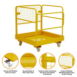 Forklift Safety Cage, 36"x36" inch Heavy Duty Collapsible Forklift Work Platform,1200LBS Capacity with 4 Universal Wheels, for Most Aerial Jobs