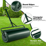 Green Lawn Roller, Push/Tow Behind Lawn Roller, 30 Gallon/113L Water Sand Filled Sod Roller Drum Roller with Detachable Gripping Handle, Yard Roller Pull Behind a Tractor for Garden Yard Park Farm