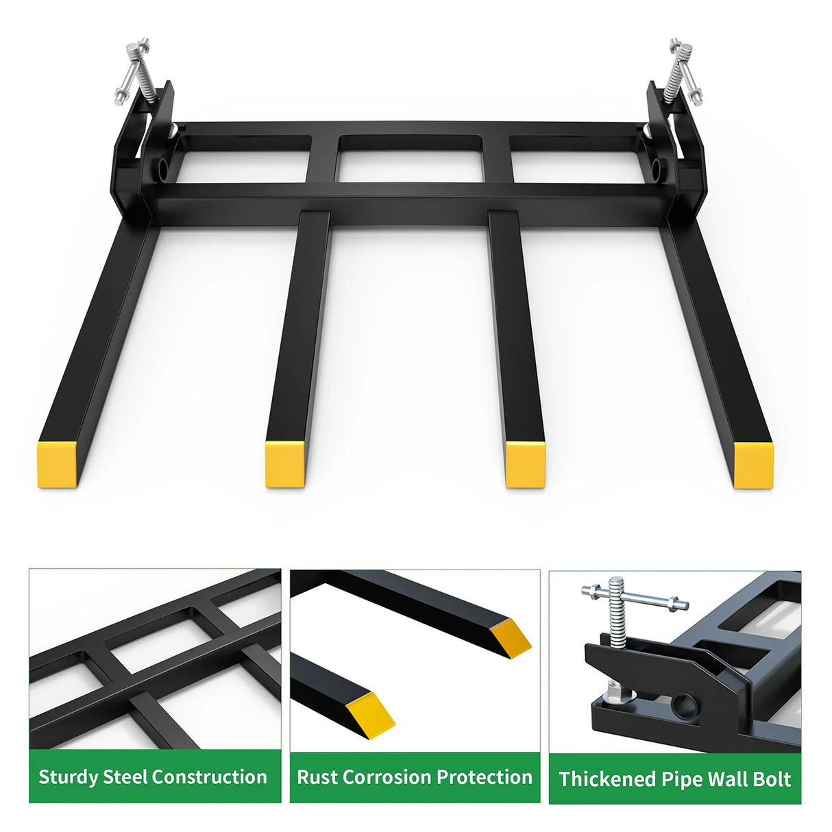 2500 lbs 31" Length 42" Width Heavy Duty Clamp on Debris Forks