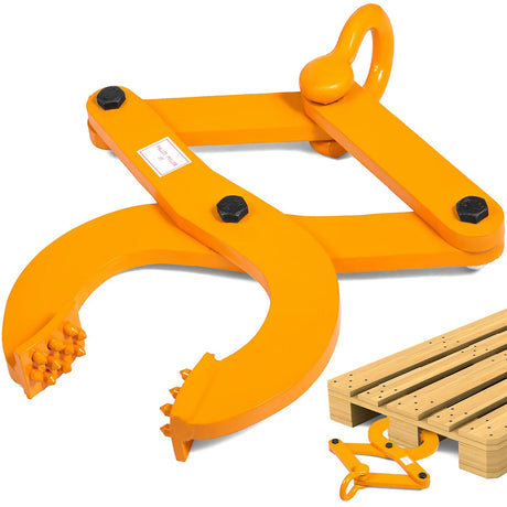 Pallet Puller, 3T/6614 LBS Capacity Heavy Duty Steel Single Scissor Yellow Clamp, 6.3 Inch Jaw Opening and 0.5 Inch Jaw Height, Hook Pulling Hoisting Tool for Forklift Chain