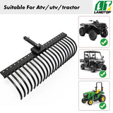 5FT 2" Receiver Tractors Rake 21 Pine Straw Rake Fits for Lawn Tractors or ATV/UTV