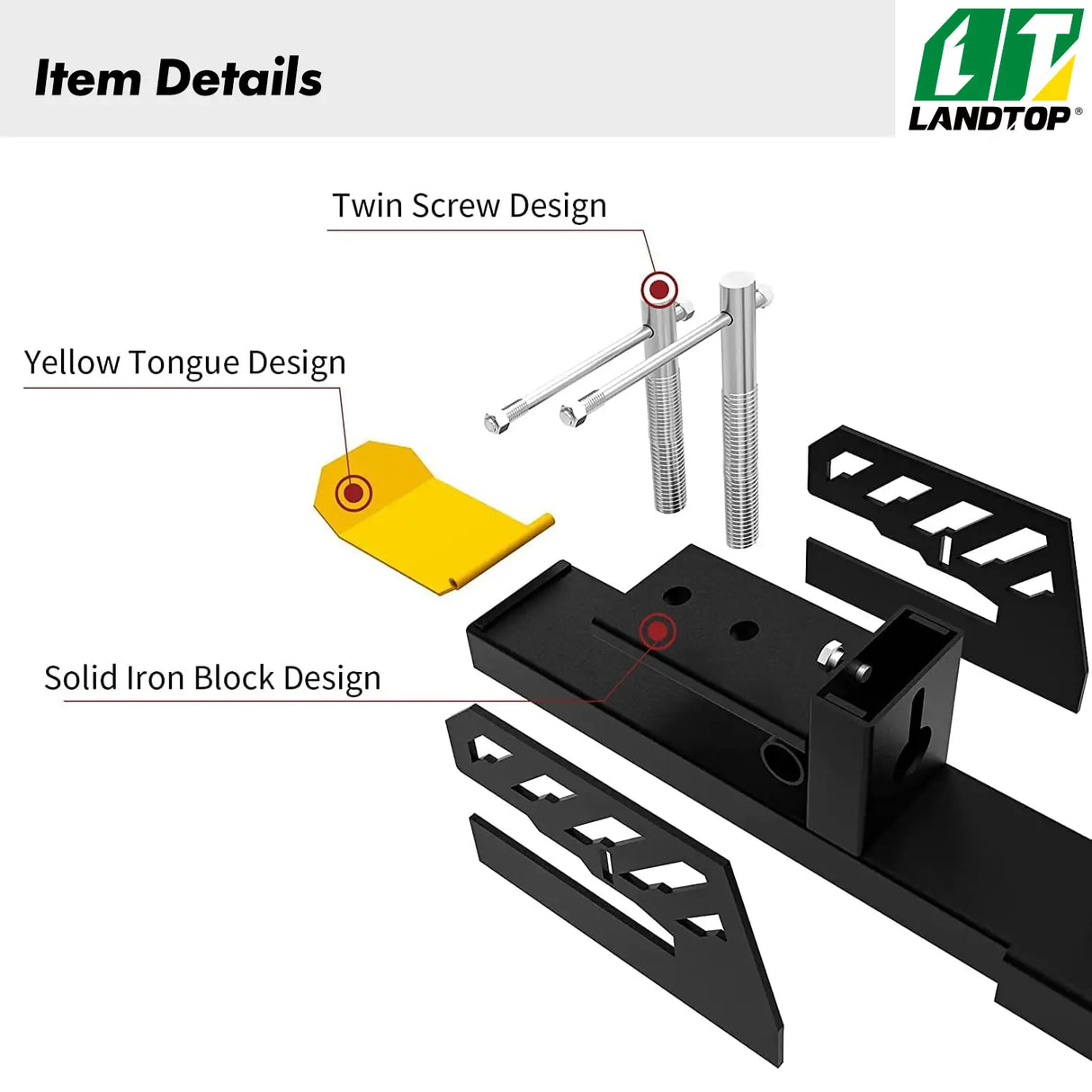 60" Heavy Duty Clamp-on Pallet Forks with Yellow Tongue and Twin Screw Design, 4000lbs Capacity, Pallet Forks with Adjustable Stabilizer Bar for Tractor Bucket Loader Skid Steer