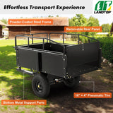 Heavy Duty ATV Trailer Steel Dump Cart Tow Behind, 750 lbs 15 Cubic Feet, Garden Utility Trailer Yard Trailers with Removable Sides for Riding Lawn Mower Tractor