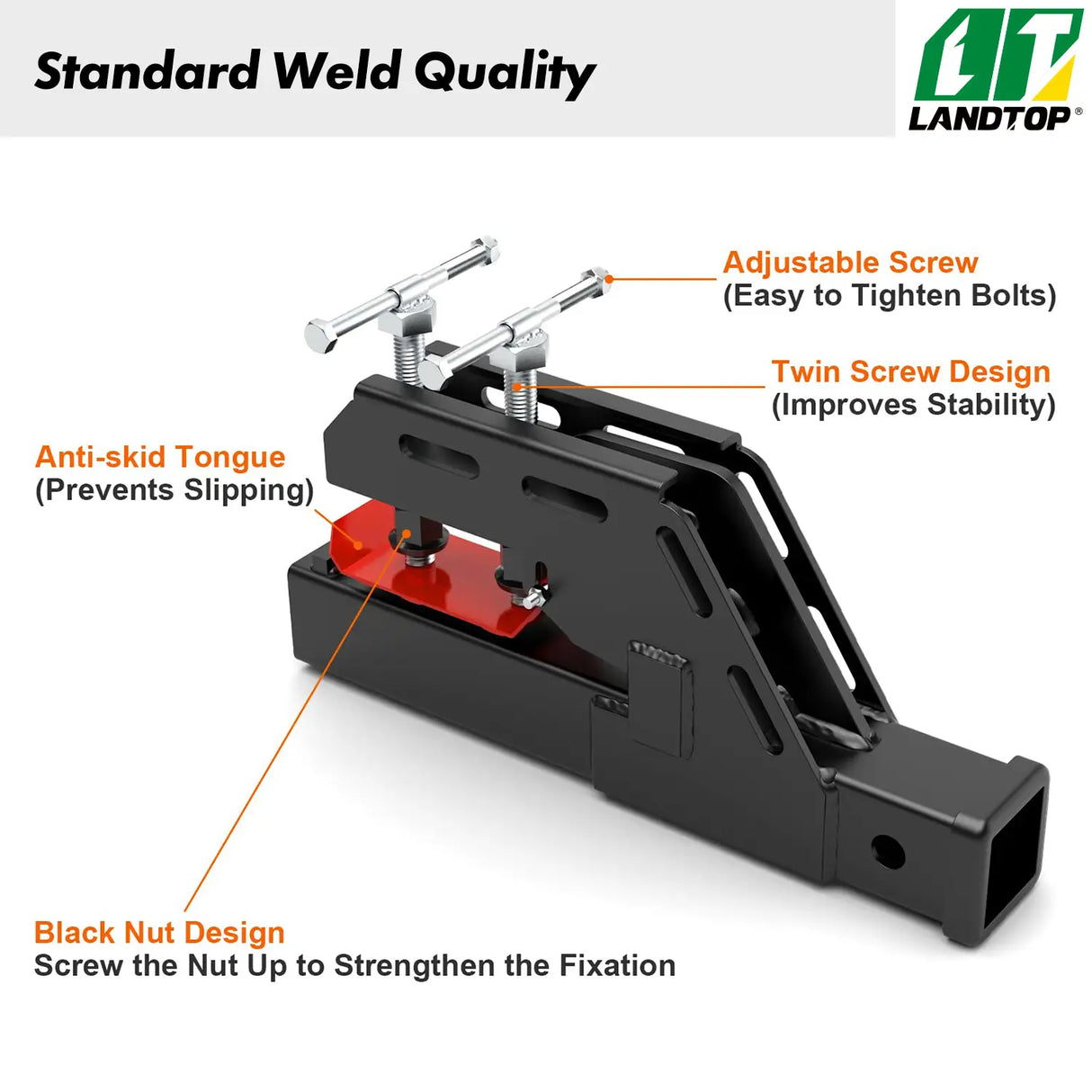 Upgraded Tractor Clamp on Trailer Hitch, Clamp-on Tractor Bucket Hitch 2" Ball Mount Receiver Adapter for Kubota Tractor Bucket, Black Bucket Trailer Hitch Attachment Accessories