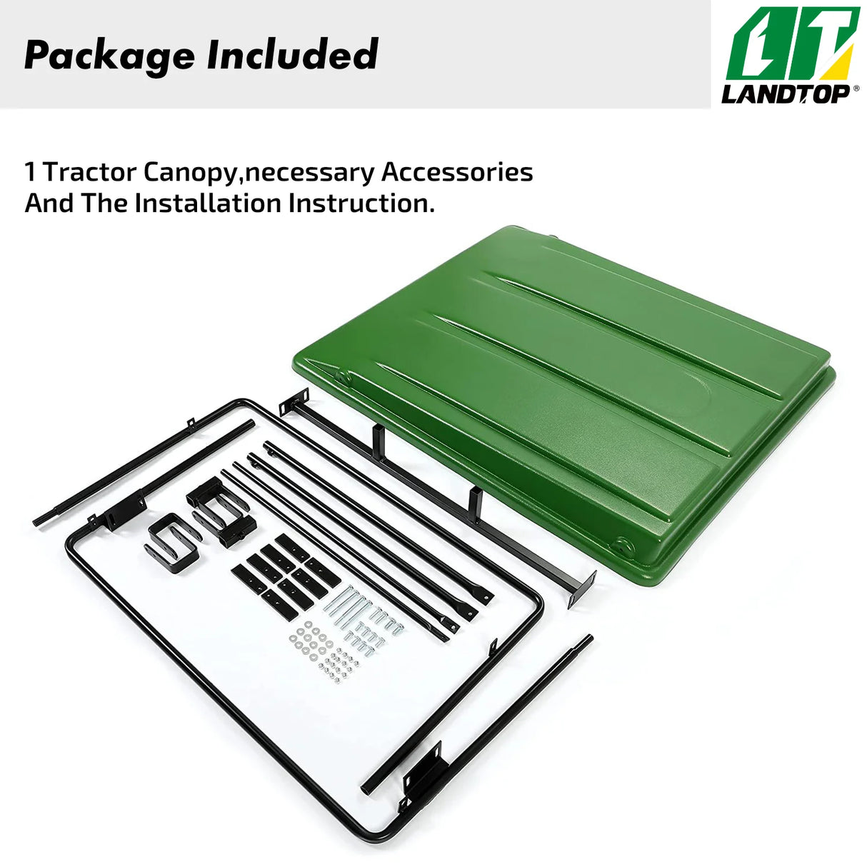 Green Tractor Canopy Compatible with John Deere Compact Utility Tractors with ROPS That are 34" Wide or Less Compatible with 1 1/2" x 3", 2" x 2" or 2" x 3" ROPS, 35" Wide X 40" Long