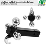 Trailer Hitch Tri Ball Mount with Hook, Multi Hitch Ball Mount Fits 2" Hitch Receiver, 1-7/8", 2", 2-5/16" Tri Ball Hitch