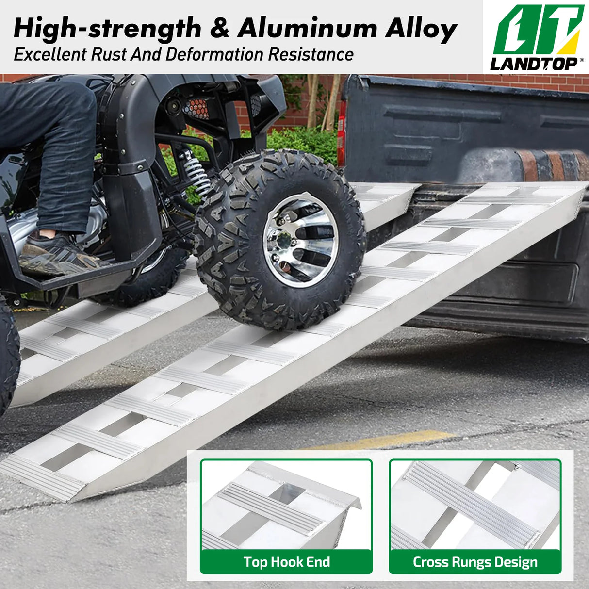 Aluminum Trailer Ramps 60" x 12" x 2.5" 6000 LBS, Truck Car Auto Trailer Ramps, Loading Ramps Car ATV Truck Auto Hauler Knife & Hook Ends Universal Loading Ramp for Tractor, ATV/UTV, Trucks 2 Pack