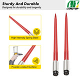 Pair Hay Spear 39" Bale Spear 3000 lbs Capacity, Bale Spike Quick Attach Square Hay Bale Spears 1 3/4", Red Coated Bale Forks, Bale Hay Spike with Hex Nut & Sleeve for Buckets Tractors Loaders