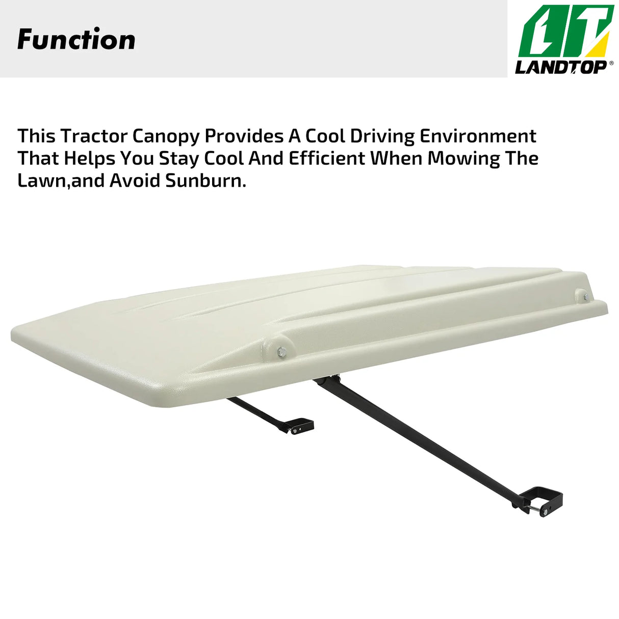 White Tractor Canopy Compatible with John Deere Compact Utility Tractors with ROPS 34" Wide or Less. Fit 1 1/2" x 3", 2" x 2" or 2" x 3" ROPS Sun Shade Canopy with Bracket 36" W x 40" L