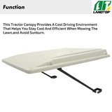 White Tractor Canopy Compatible with John Deere Compact Utility Tractors with ROPS 34" Wide or Less. Fit 1 1/2" x 3", 2" x 2" or 2" x 3" ROPS Sun Shade Canopy with Bracket 36" W x 40" L