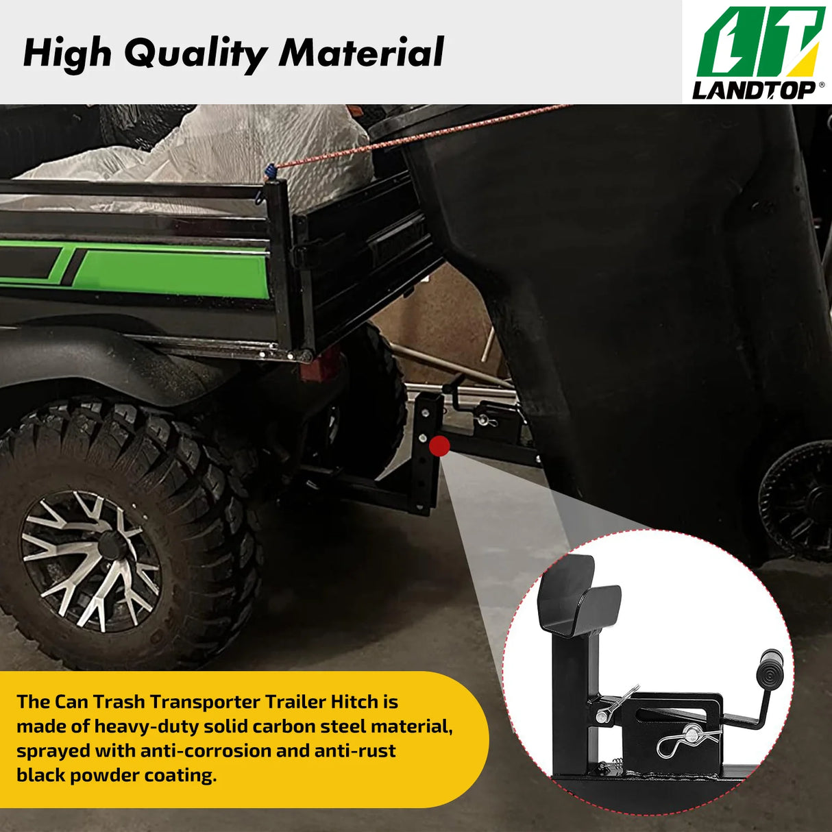 Adjustable Trash Can Transporter Hitch, Garbage Hauling Towing Hitch w