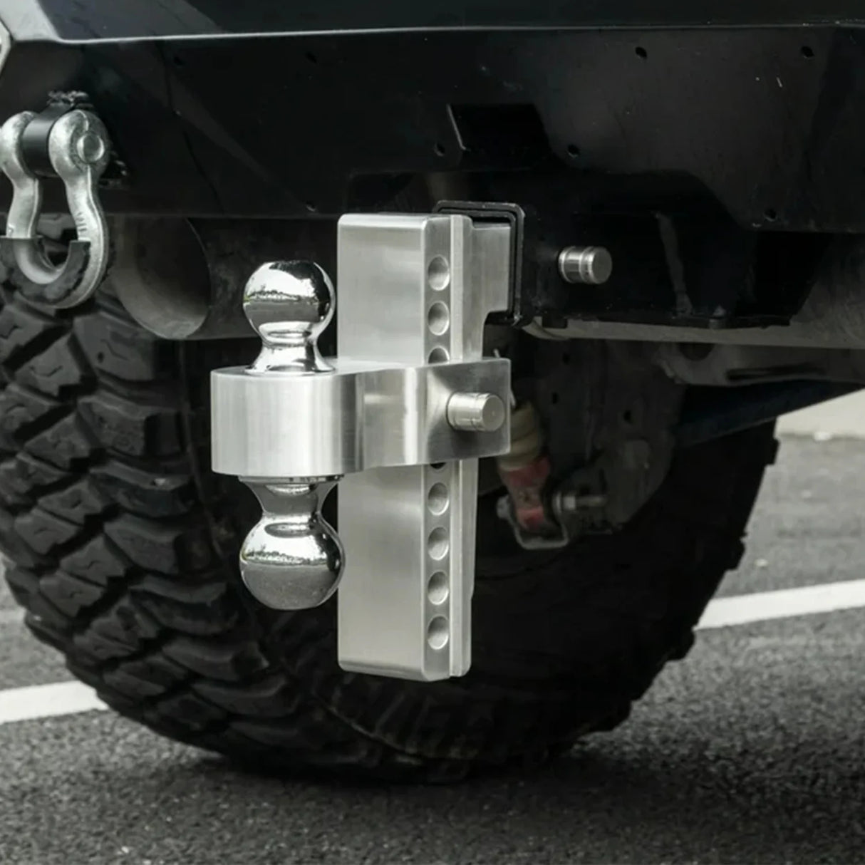 Adjustable Trailer Hitch, Fits 2-Inch Receiver, 8-Inch Drop/Rise Aluminum Drop Hitch, 10,000 LBS GTW-Tow Hitch for Heavy Duty Truck with Double Stainless Steel Locks, Silver,