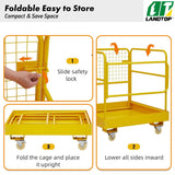 Forklift Safety Cage, 36"x36" inch Heavy Duty Collapsible Forklift Work Platform,1200LBS Capacity with 4 Universal Wheels, for Most Aerial Jobs