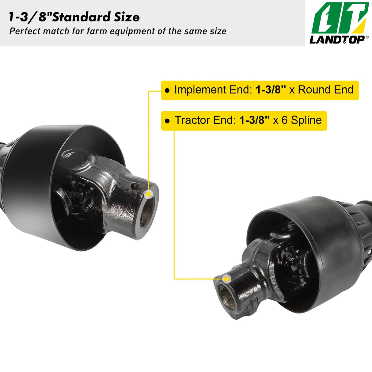 PTO Shaft 1 3/8" PTO Drive Shaft, 6 Spline End Round End PTO Driveline Shaft, Series 4 Tractor PTO Shaft, 39"-55" Brush Hog PTO Shaft, Black PTO Shaft for Bush Hog/Finish Mower/Rotary Cutter