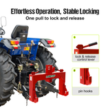 3 Point Quick Hitch with 2 Inch Receiver Hitch and 5 Level Adjustable Bolt Red