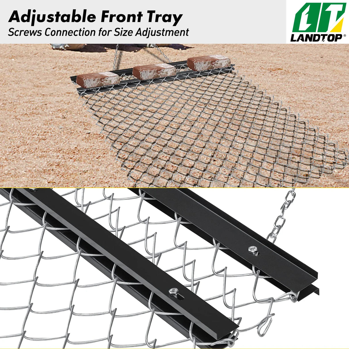 4' x 5' ATV Chain, UTV Tractor Attachments Drag Mat for Landscape Leveling or Sod Prepping, Durable Harrow Rake Grader for Gravel Driveway, Farm, Garden, Field, Black