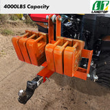 3 Point Hitch Receiver for Category 1, 2" Receiver Tractor Drawbar Attachments with Suitcase Weight Brackets, Orange