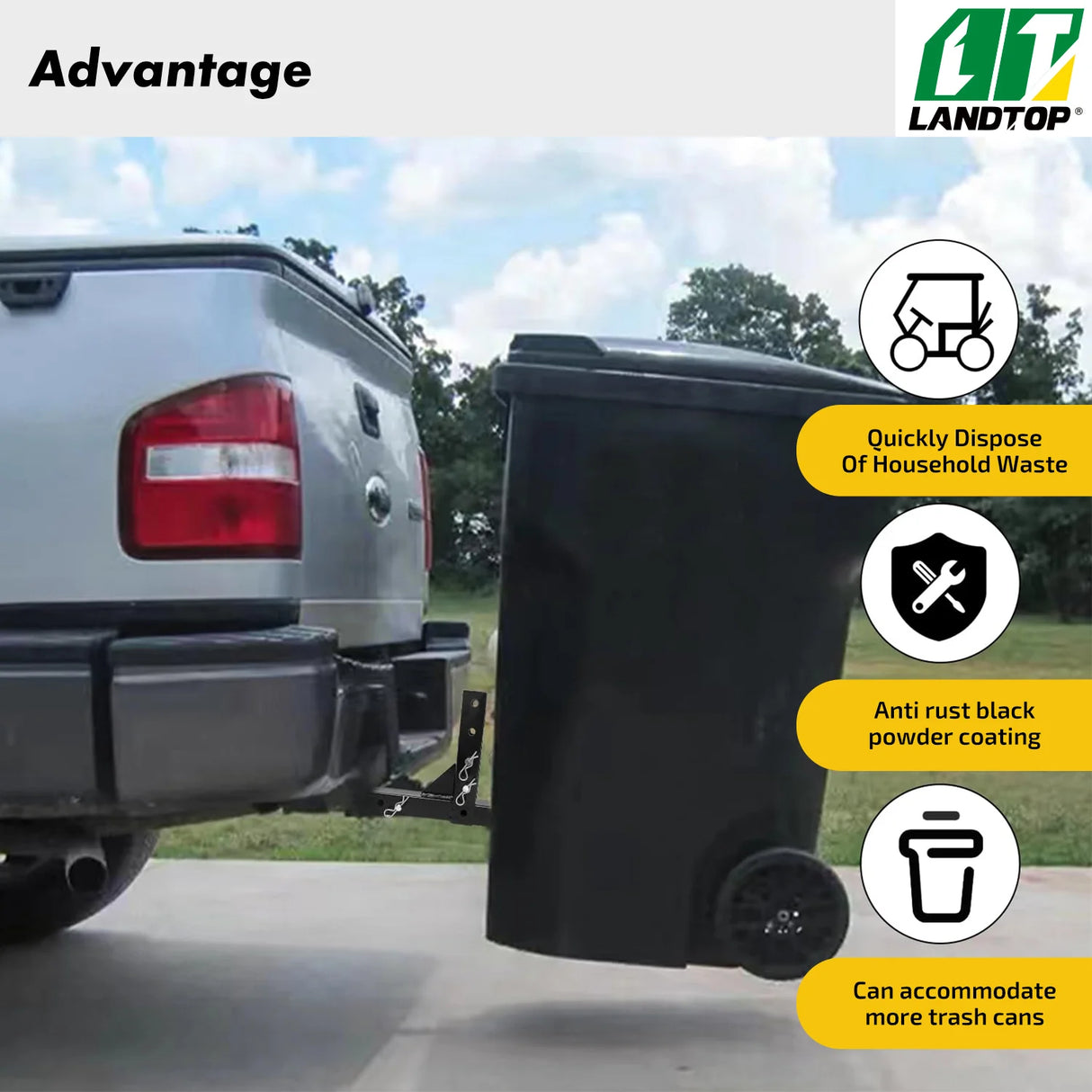 Adjustable Trash Can Transporter Hitch, Garbage Hauling Towing Hitch w
