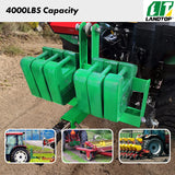 3 Point Hitch Receiver for Category 1, 2" Receiver Tractor Drawbar Attachments with Suitcase Weight Brackets, Green