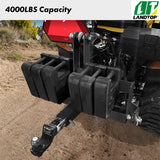 3 Point Hitch Receiver for Category 1, 2" Receiver Tractor Drawbar Attachments with Suitcase Weight Brackets, Black