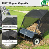 Tow Behind Lawn Sweeper 42.5 Inch, 25 cu. ft Large Capacity Heavy Duty Leaf & Grass Collector with Adjustable Sweeping Height, Dumping Rope Design for Picking Up Debris and Grass