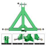 Durable Green 3 Point 2" Receiver Trailer Hitch Heavy Duty Drawbar Adapter Category 1 Tractor