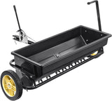 Broadcast Spreader, 100 LB Tow Behind Poly Drop Spreader with 10" Wheels, Steel Spike Aerator, Fertilizer Spreader, Garden Seeder, and Salt Spreader, for Residential, Farm, Tough Terrain, Black