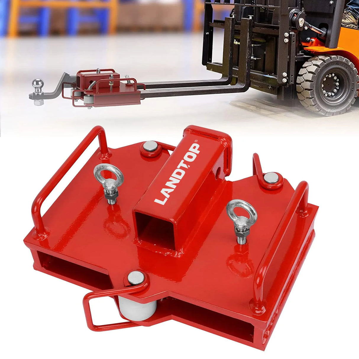 2" Forklift Trailer Hitch Receiver for Dual Pallet Forks, 6500lbs Towing Capacity Forklift Tow Hitch Attachment Adapter for 2" Class III & IV Inserts