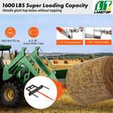 39" Hay Spear, Bale Spears 1600lbs Loading Capacity, Skid Steer Loader Tractor Bucket Attachment with 2pcs 17.5" Stabilizer Spears and 60" Chain, Quick Attach Spike Forks