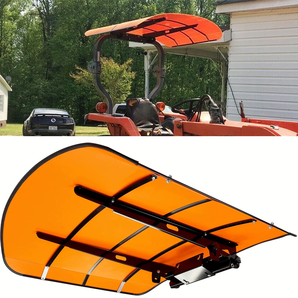 Orange Tractor Canopy Compatible with All ROPS 48-3/8" X 48-3/8" Equipped Tractors and Mowers with a 2" x 2" or 2" x 3" ROPS (Will Add About 4" to The Height of The Tractor)