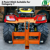 3 Point Hitch Receiver for Category 1, 2" Receiver Tractor Drawbar Attachments with Suitcase Weight Brackets, Orange