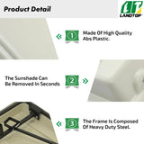 White Tractor Canopy Compatible with John Deere Compact Utility Tractors with ROPS 34" Wide or Less. Fit 1 1/2" x 3", 2" x 2" or 2" x 3" ROPS Sun Shade Canopy with Bracket 36" W x 40" L