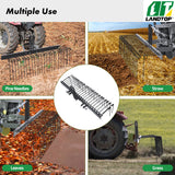 60 Inch Pine Straw Rake, 26 Coil Spring Tines Durable Powder Coated Steel Tow Behind Landscape Rake with 3 Point Hitch Receiver Attachment Fit to Cat0 Cat 1 Tractors for Leaves Grass, Black