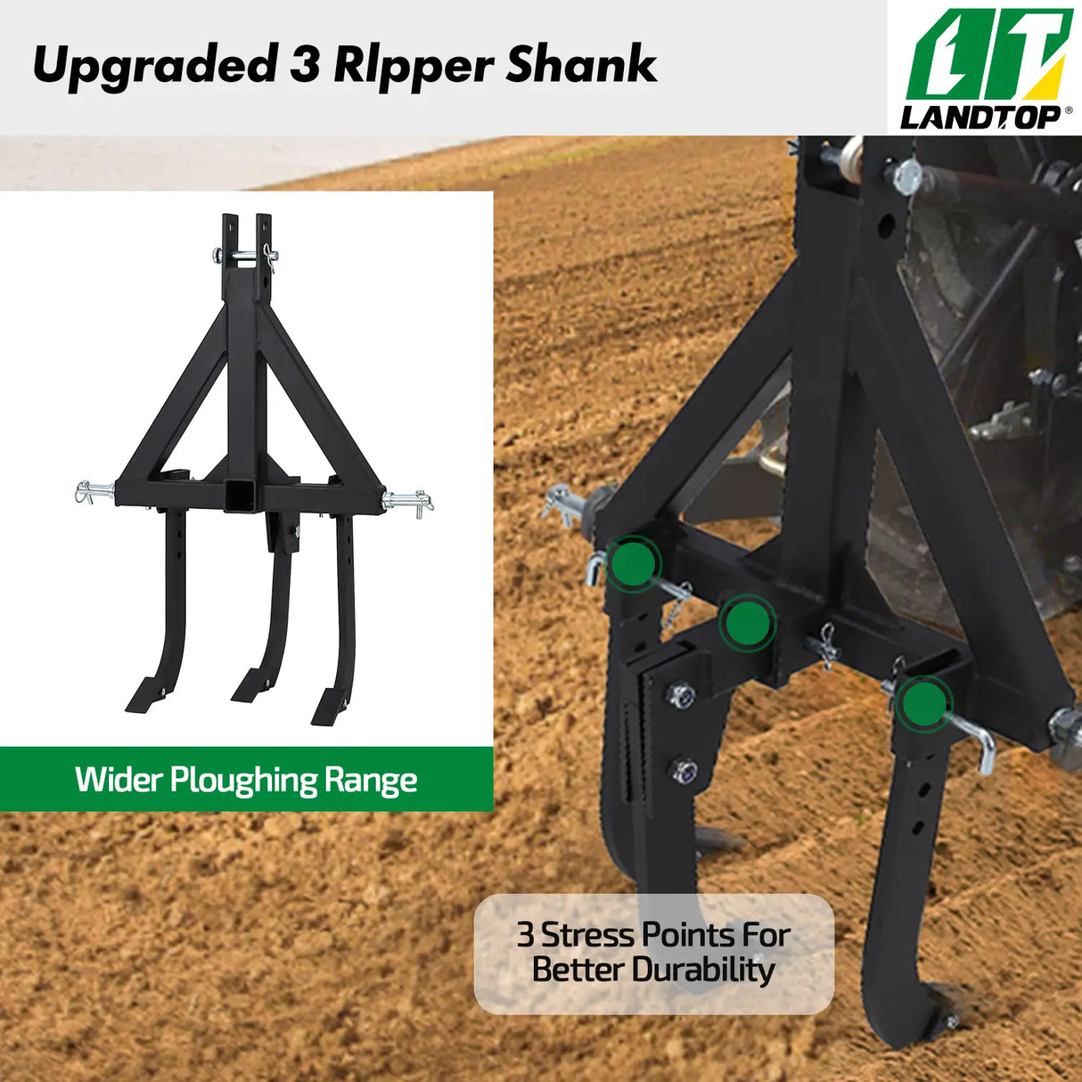 Middle Buster for CAT 0& 1, 3-Point Quick Hitch Tractors with 3 Adjustable & Replaceable Ripper Shanks, Upgraded Heavy Duty Steel Furrowing Plow