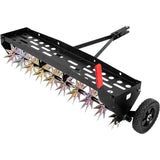 40-Inch Tow Behind Spike Aerator with Galvanized Steel Tines, Durable Lawn Aerator Soil Penetrator Spikes Tractor with Extra-Wide Tow Bar for Lawn and Farm, Black