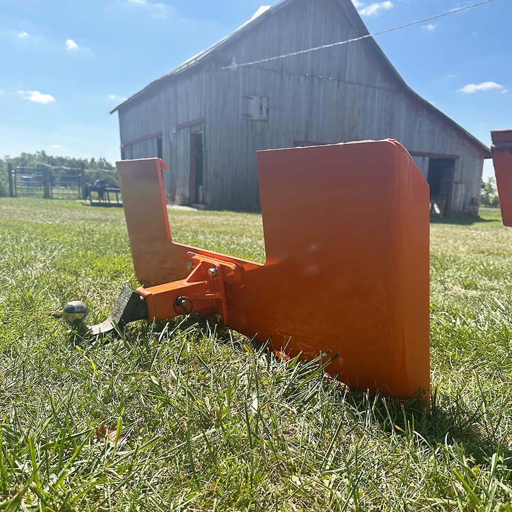 3/8" Skid Steer Mount Plate with 2" Removable Trailer Hitch Receiver, Thick Skid Steer Plate Attachment, Universal Skid Loader Tractor Quick Attach Plate, Removable, Orange