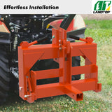 3 Point Hitch Receiver for Category 1, 2" Receiver Tractor Drawbar Attachments with Suitcase Weight Brackets, Orange