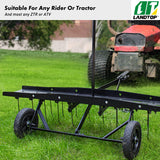 48inch Tow Behind Dethatcher with 24 Spring Steel Tines,Lawn Sweeper Garden Grass Tractor Rake Removes Thatch from Large Lawns, Riding Lawn Mower Attachments for Outdoor Yard Tools Lawn Care