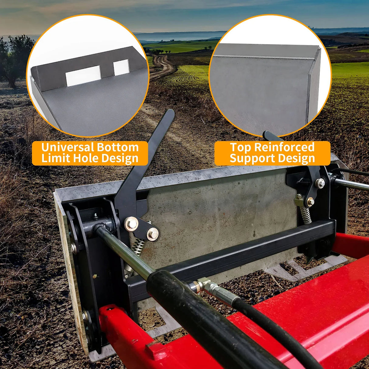 5/16" Universal Quick Attach Mount Plate with Bottom Connector Holes & Reinforced Top Bar, Compatible with Kubota and Bobcat Skid Steers and Tractors